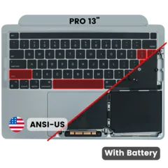 Top Case with Battery and Keyboard (ANSI US) For MacBook Pro 13" A2338 (2020) (Used OEM Pull: Grade A) (M2) (Space Gray)