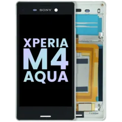 LCD Assembly With Frame for Sony Xperia M4 Aqua (Genuine) (White)