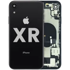 Back Housing W/ Charging Port Flex and Small Components Pre-Installed For iPhone XR (Used OEM Pull: Grade A) (Black)
