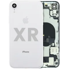 Back Housing W/ Charging Port Flex and Small Components Pre-Installed For iPhone XR (Used OEM Pull: Grade A) (White)