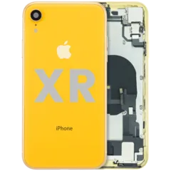Back Housing W/ Charging Port Flex and Small Components Pre-Installed For iPhone XR (Used OEM Pull: Grade A) (Yellow)