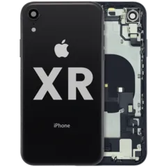 Back Housing W/ Charging Port Flex and Small Components Pre-Installed For iPhone XR (Used OEM Pull: Grade B) (Black)