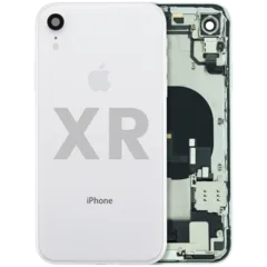 Back Housing W/ Charging Port Flex and Small Components Pre-Installed For iPhone XR (Used OEM Pull: Grade B) (White)