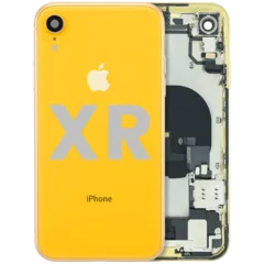 Back Housing W/ Charging Port Flex and Small Components Pre-Installed For iPhone XR (Used OEM Pull: Grade B) (Yellow)