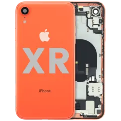 Back Housing W/ Charging Port Flex and Small Components Pre-Installed For iPhone XR (Used OEM Pull: Grade C) (Coral))