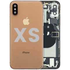 Back Housing W/ Charging Port Flex and Small Components Pre-Installed For iPhone XS (Used OEM Pull: Grade A) (Gold)