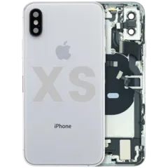 Back Housing W/ Charging Port Flex and Small Components Pre-Installed For iPhone XS (Used OEM Pull: Grade A) (Silver)
