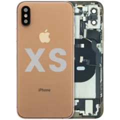 Back Housing W/ Charging Port Flex and Small Components Pre-Installed For iPhone XS (Used OEM Pull: Grade B) (Gold)