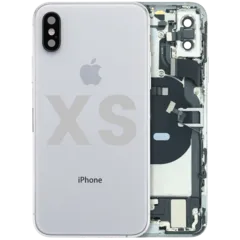 Back Housing W/ Charging Port Flex and Small Components Pre-Installed For iPhone XS (Used OEM Pull: Grade B) (Silver)