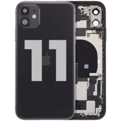 Back Housing W/ Charging Port Flex & Small Parts For iPhone 11 (Used OEM Pull: Grade A) (Black)