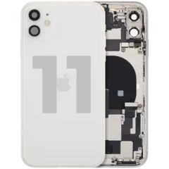 Back Housing W/ Charging Port Flex & Small Parts For iPhone 11 (Used OEM Pull: Grade A) (White)