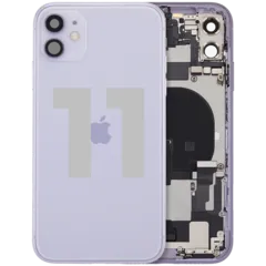 Back Housing W/ Charging Port Flex & Small Parts For iPhone 11 (Used OEM Pull: Grade B) (Purple)