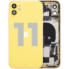 Back Housing W/ Charging Port Flex & Small Parts For iPhone 11 (Used OEM Pull: Grade B) (Yellow)