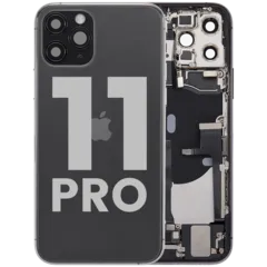 Back Housing W/ Charging Port Flex & Small Parts For iPhone 11 Pro (Used OEM Pull: Grade A) (Space Gray)