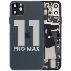 Back Housing W/ Charging Port Flex & Small Parts For iPhone 11 Pro Max (Used OEM Pull: Grade A) (Midnight Green)