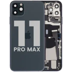 Back Housing W/ Charging Port Flex & Small Parts For iPhone 11 Pro Max (Used OEM Pull: Grade B) (Midnight Green)