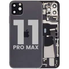 Back Housing W/ Charging Port Flex & Small Parts For iPhone 11 Pro Max (Used OEM Pull: Grade B) (Space Gray)
