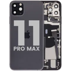 Back Housing W/ Charging Port Flex & Small Parts For iPhone 11 Pro Max (Used OEM Pull: Grade C) (Space Gray)
