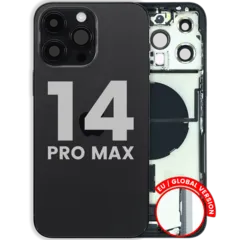 Back Housing W/ Charging Port Flex & Small Parts For iPhone 14 Pro Max (EU / Global Version) (Used OEM Pull: Grade B) (Space Black)