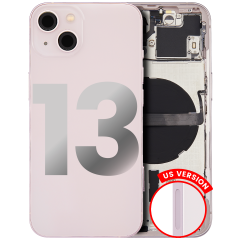 Back Housing W/ Small Parts For iPhone 13 (US Version) (Used OEM Pull: Grade A) (Pink)