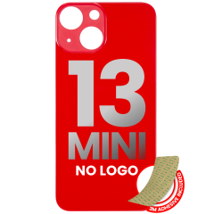 Back Glass With 3M Adhesive For iPhone 13 Mini (No Logo / Large Camera Hole) (Red)