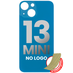 Back Glass With 3M Adhesive For iPhone 13 Mini (No Logo / Large Camera Hole) (Blue)
