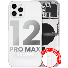 Back Housing W/ Small Components Pre-Installed Compatible For iPhone 12 Pro Max (No Logo) (Aftermarket Plus) (International Version) (Silver)