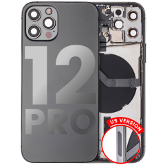 Back Housing W/ Small Components Pre-Installed Compatible For iPhone 12 Pro (US Version) (Used OEM Pull: Grade B) (Graphite)