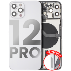 Back Housing W/ Small Components Pre-Installed Compatible For iPhone 12 Pro (US Version) (Used OEM Pull: Grade A) (Silver)