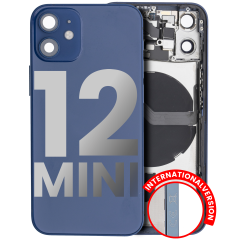 Back Housing W/ Small Components Pre-Installed Compatible For iPhone 12 Mini (International Version) (Used OEM Pull: Grade B) (Blue)