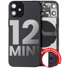 Back Housing W/ Small Components Pre-Installed Compatible For iPhone 12 Mini (International Version) (Used OEM Pull: Grade A) (Black)