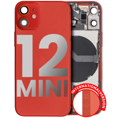 Back Housing W/ Small Components Pre-Installed Compatible For iPhone 12 Mini (International Version) (Used OEM Pull: Grade A) (Red)