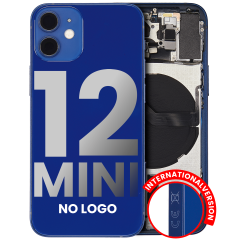 Back Housing W/ Small Components Pre-Installed Compatible For iPhone 12 Mini (No Logo) (Aftermarket Plus) (International Version) (Blue)