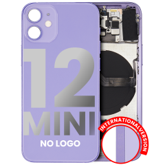 Back Housing W/ Small Components Pre-Installed Compatible For iPhone 12 Mini (No Logo) (Aftermarket Plus) (International Version) (Purple)