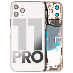 Back Housing W/ Small Components Pre-Installed For iPhone 11 Pro (Used OEM Pull: Grade A) (Silver)