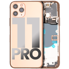 Back Housing W/ Small Components Pre-Installed For iPhone 11 Pro (Used OEM Pull: Grade B) (Gold)