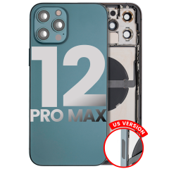 Back Housing W/ Small Components Pre-Installed Compatible For iPhone 12 Pro Max (US Version) (Used OEM Pull: Grade C) (Pacific Blue)