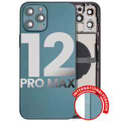 Back Housing W/ Small Components Pre-Installed Compatible For iPhone 12 Pro Max (International Version) (Used OEM Pull: Grade B) (Pacific Blue)
