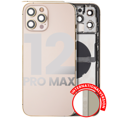 Back Housing W/ Small Components Pre-Installed Compatible For iPhone 12 Pro Max (International Version) (Used OEM Pull: Grade A) (Gold)