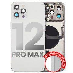 Back Housing W/ Small Components Pre-Installed Compatible For iPhone 12 Pro Max (International Version) (Used OEM Pull: Grade B) (Silver)