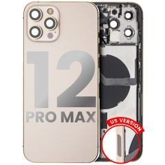Back Housing W/ Small Parts For iPhone 12 Pro Max (US Version) (Used OEM Pull: Grade B) (Gold)