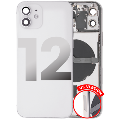 Back Housing W/ Small Parts For iPhone 12 (US Version) (Used OEM Pull: Grade B) (White)