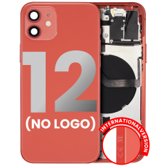 Back Housing W/ Small Components Pre-Installed Compatible For iPhone 12 (No Logo) (Aftermarket Plus) (International Version) (Red)