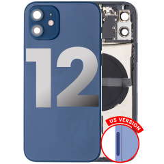 Back Housing W/ Small Parts For iPhone 12 (US Version) (Used OEM Pull: Grade C) (Blue)