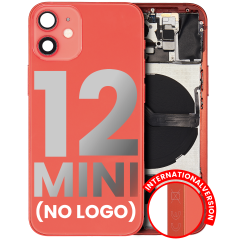Back Housing W/ Small Components Pre-Installed Compatible For iPhone 12 Mini (No Logo) (Aftermarket Plus) (International Version) (Red)