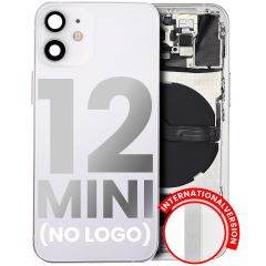 Back Housing W/ Small Components Pre-Installed Compatible For iPhone 12 Mini (No Logo) (Aftermarket Plus) (International Version) (White)