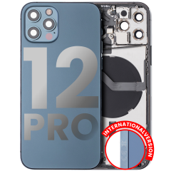 Back Housing W/ Small Components Pre-Installed Compatible For iPhone 12 Pro (International Version) (Used OEM Pull: Grade C) (Pacific Blue)