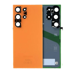 Back Cover Glass With Camera Lens Compatible For Samsung Galaxy S24 Ultra (Service Pack) (Sandstone Orange)
