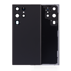Back Cover Glass With Camera Lens Compatible For Samsung Galaxy S23 Ultra (Service Pack) (Black)