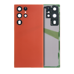 Back Cover Glass With Camera Lens Compatible For Samsung Galaxy S22 Ultra (Service Pack) (Red)